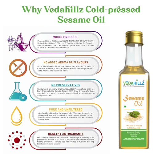 Vedahillz Cold Pressed Sesame Oil Sourced from Premium Natural Seeds